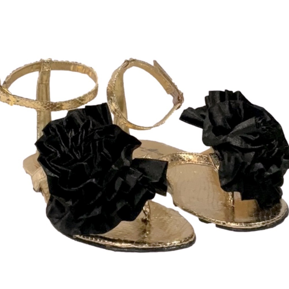 Elegant Gold and Black Sandals